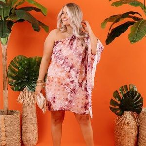 Boutique Watercolor One Shoulder Dress